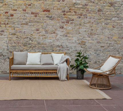 Jute buitenkleed Naturel Border - Vloerkledenloods
