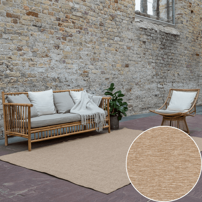 Jute buitenkleed Naturel Uni - Vloerkledenloods