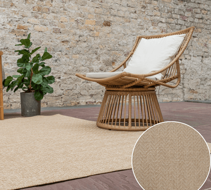 Jute buitenkleed Naturel Visgraat - Vloerkledenloods