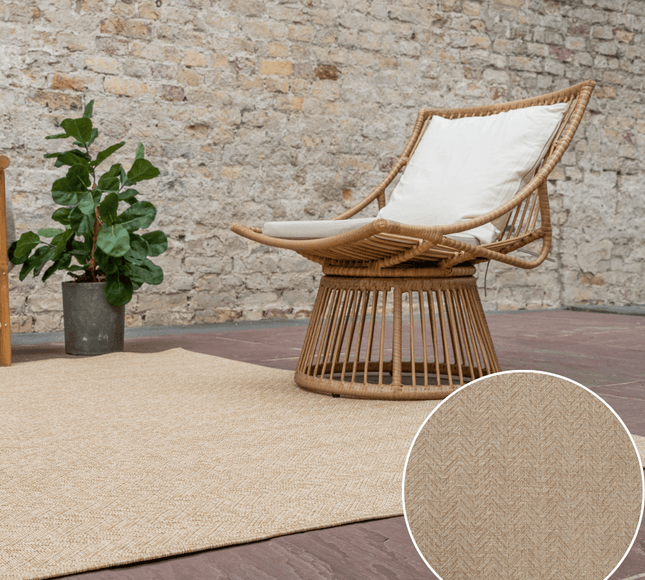 Jute buitenkleed Naturel Visgraat - Vloerkledenloods