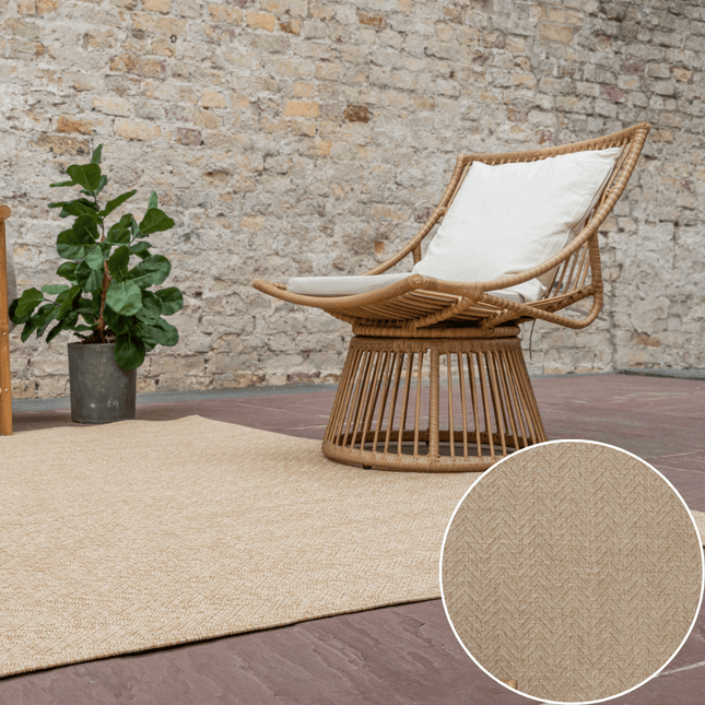 Jute buitenkleed Naturel Visgraat - Vloerkledenloods