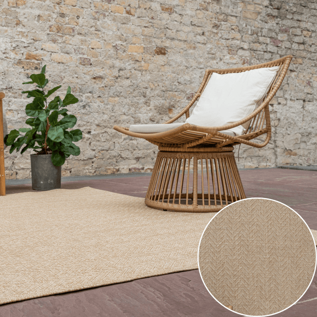 Jute buitenkleed Naturel Visgraat - Vloerkledenloods