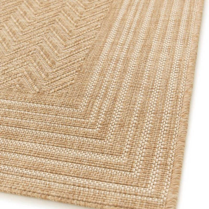 Jute buitenkleed Naturel Visgraat Border - Vloerkledenloods
