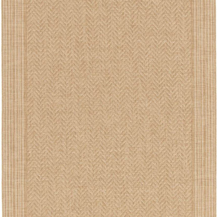 Jute buitenkleed Naturel Visgraat Border - Vloerkledenloods