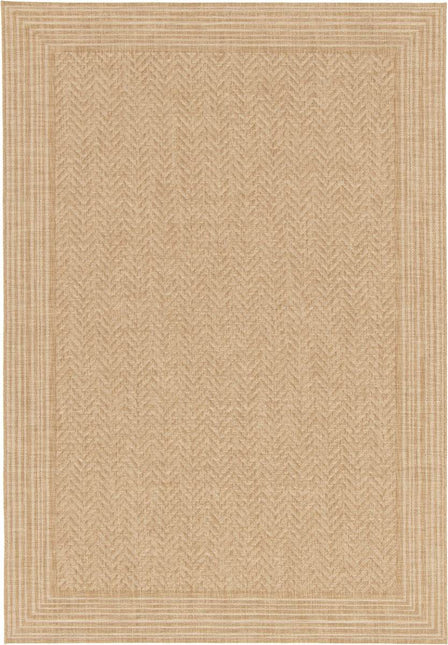 Jute buitenkleed Naturel Visgraat Border - Vloerkledenloods