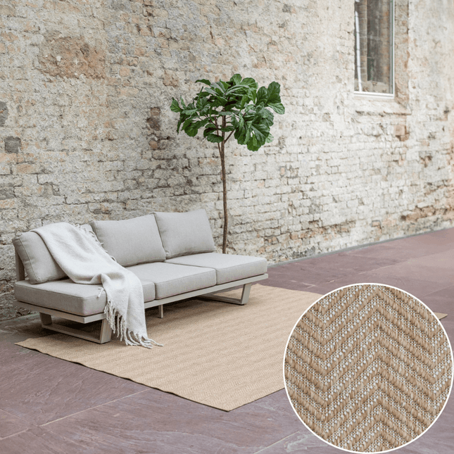 Jute buitenkleed Naturel ZigZag - Vloerkledenloods