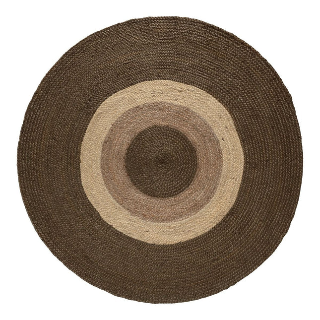 Jute Vloerkleed Dart Rond Groen/wit/naturel/groen - Eva Interior