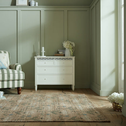Jute vloerkleden - Flair Rugs vloerkleed Arriana Jute Floral Naturel - Vloerkledenloods
