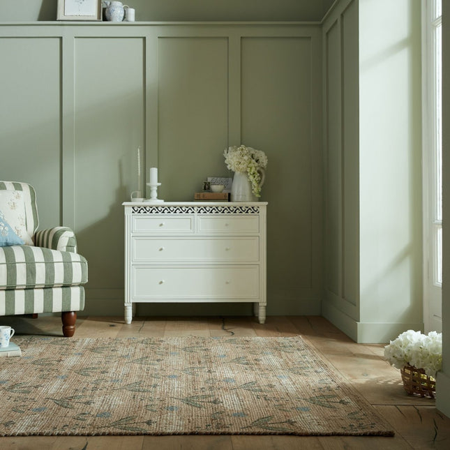 Jute vloerkleden - Flair Rugs vloerkleed Arriana Jute Floral Naturel - Vloerkledenloods
