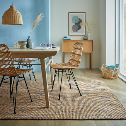 Jute vloerkleden - Flair Rugs vloerkleed Jute Boucle Naturel Blauw - Vloerkledenloods