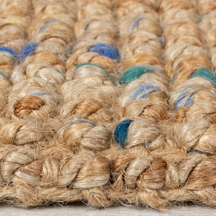 Jute vloerkleden - Flair Rugs vloerkleed Jute Boucle Naturel Blauw - Vloerkledenloods