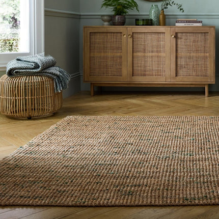 Jute vloerkleden - Flair Rugs vloerkleed Jute Boucle Naturel Groen - Vloerkledenloods