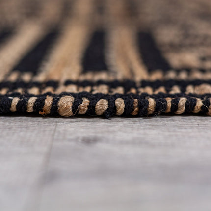 Jute vloerkleden - Flair Rugs vloerkleed Meander Jute Zwart - Vloerkledenloods