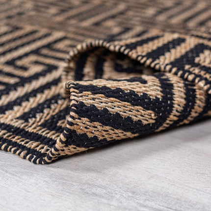 Jute vloerkleden - Flair Rugs vloerkleed Meander Jute Zwart - Vloerkledenloods