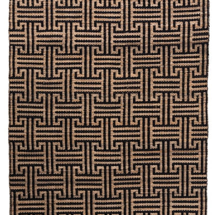 Jute vloerkleden - Flair Rugs vloerkleed Meander Jute Zwart - Vloerkledenloods