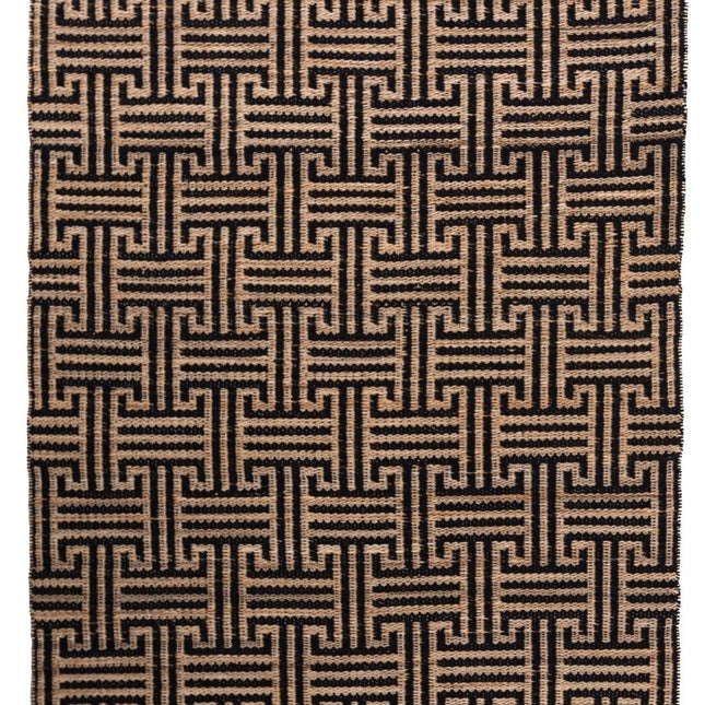 Jute vloerkleden - Flair Rugs vloerkleed Meander Jute Zwart - Vloerkledenloods