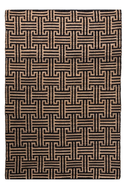 Jute vloerkleden - Flair Rugs vloerkleed Meander Jute Zwart - Vloerkledenloods