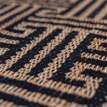 Jute vloerkleden - Flair Rugs vloerkleed Meander Jute Zwart - Vloerkledenloods