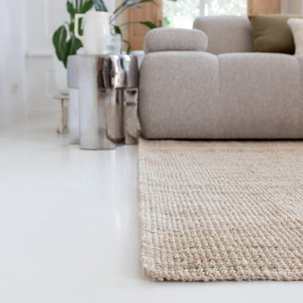 Jute vloerkleden - Jute vloerkleed Mumbai Licht Naturel/Creme Interieur05 - Vloerkledenloods