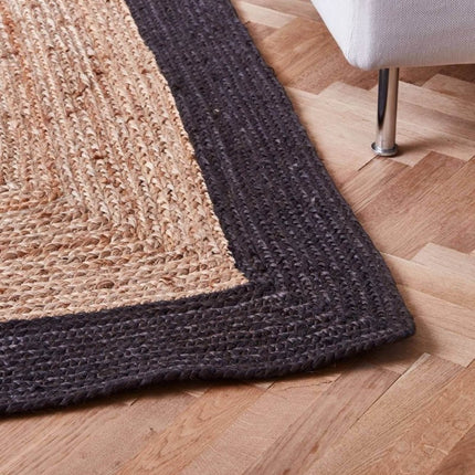 Jute Vloerkleed Rechthoek Naturel/Antraciet - Vloerkledenloods