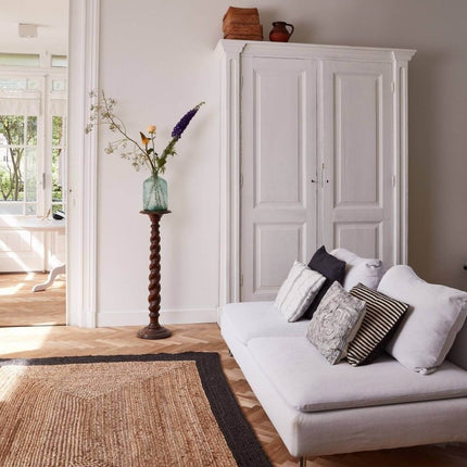 Jute Vloerkleed Rechthoek Naturel/Antraciet - Vloerkledenloods