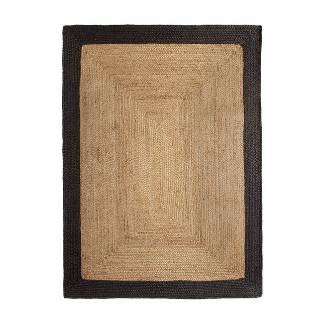Jute Vloerkleed Rechthoek Naturel/Antraciet - Vloerkledenloods