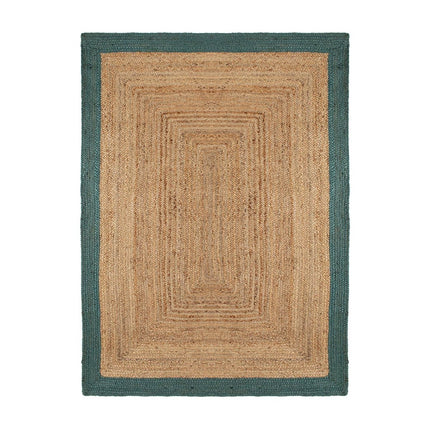 Jute Vloerkleed Rechthoek Naturel/Donkergroen - Vloerkledenloods