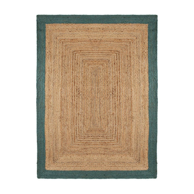 Jute Vloerkleed Rechthoek Naturel/Donkergroen - Vloerkledenloods