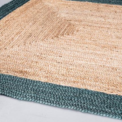 Jute Vloerkleed Rechthoek Naturel/Donkergroen - Vloerkledenloods