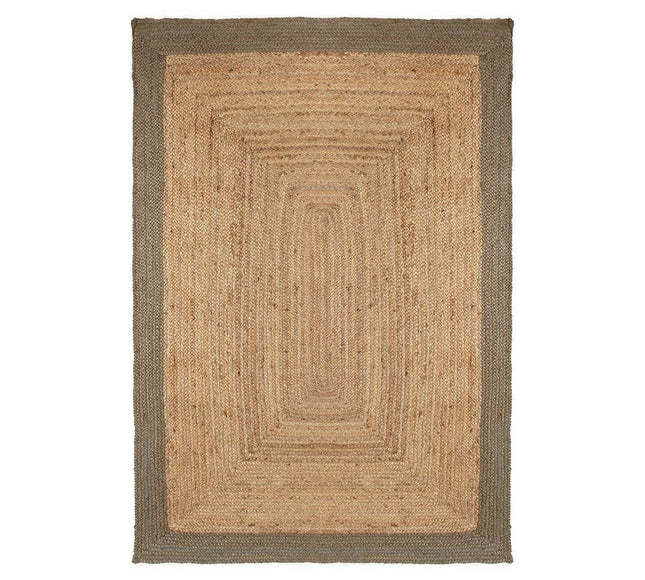Jute Vloerkleed Rechthoek Naturel/Groen - Vloerkledenloods