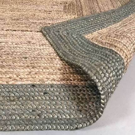 Jute Vloerkleed Rechthoek Naturel/Groen - Vloerkledenloods