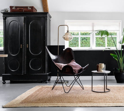 Jute Vloerkleed Rechthoek Naturel/Wit - Vloerkledenloods