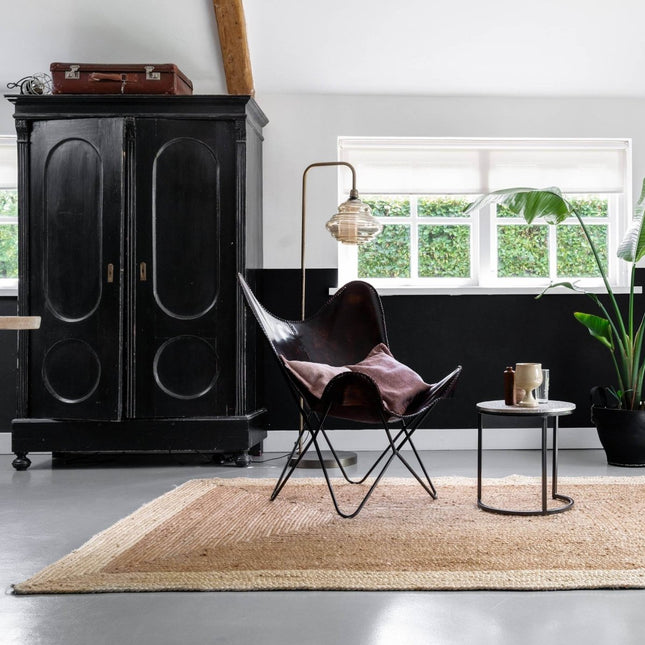 Jute Vloerkleed Rechthoek Naturel/Wit - Vloerkledenloods