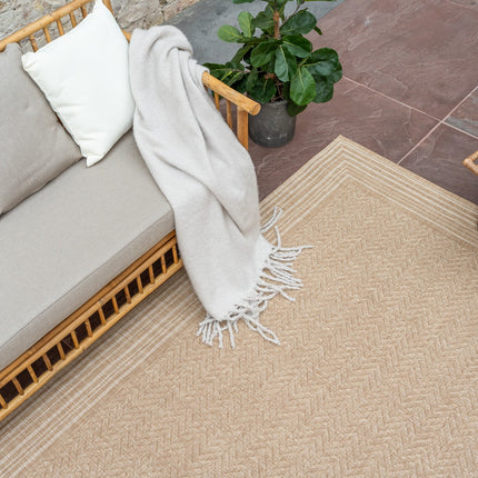 Jute buitenkleed Naturel Visgraat Border
