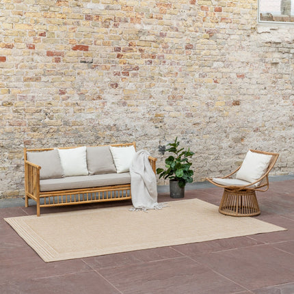 Jute buitenkleed Naturel Visgraat Border