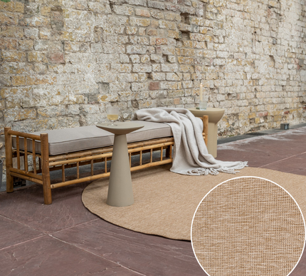 Rond Jute buitenkleed Naturel Uni