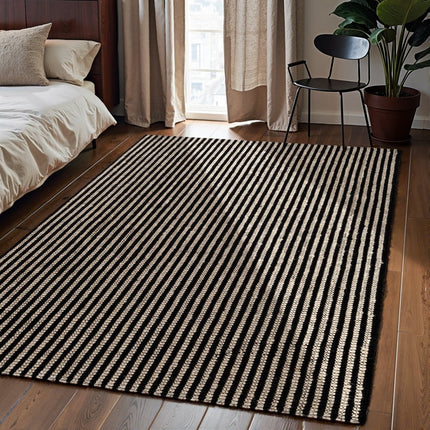 Juten vloerkleden - Elle Decoration Harvest jute vloerkleed Ebony Naturel Ivoor/Zwart - Vloerkledenloods