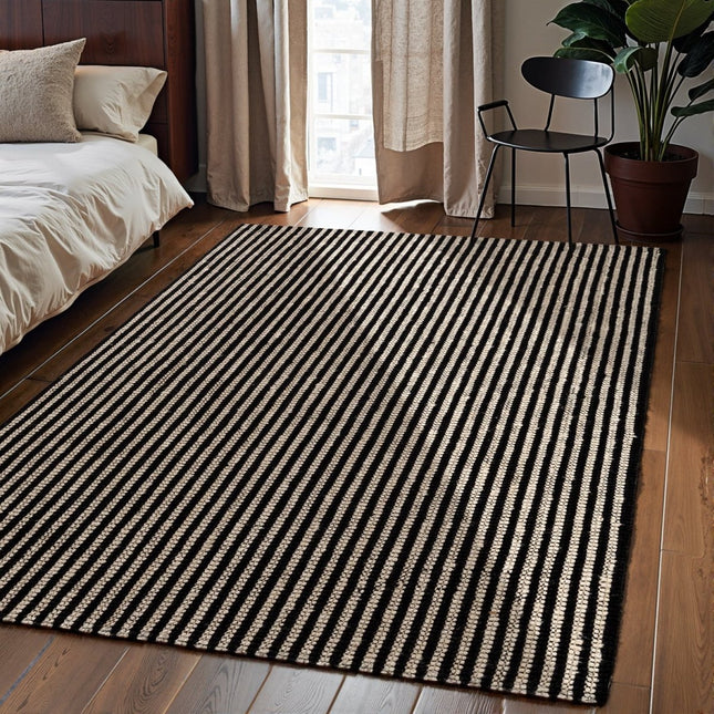 Juten vloerkleden - Elle Decoration Harvest jute vloerkleed Ebony Naturel Ivoor/Zwart - Vloerkledenloods