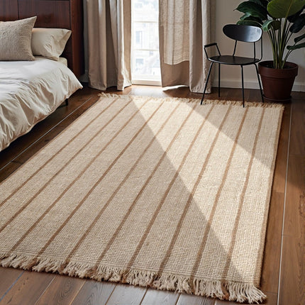 Juten vloerkleden - Elle Decoration Harvest jute vloerkleed Sierra Naturel Ivoor/Goud - Vloerkledenloods