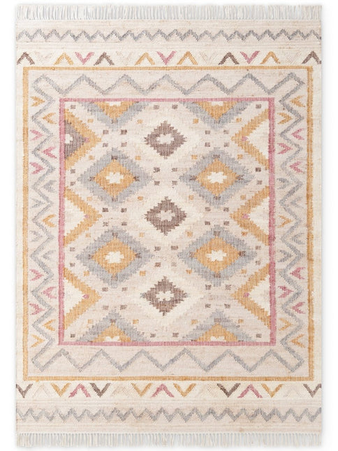 Juten vloerkleden - Elle Decoration Roya Afghaans kelim vloerkleed Imani Crème/Multicolor - Vloerkledenloods