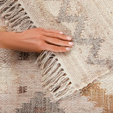Juten vloerkleden - Elle Decoration Roya Afghaans kelim vloerkleed Imani Crème/Multicolor - Vloerkledenloods