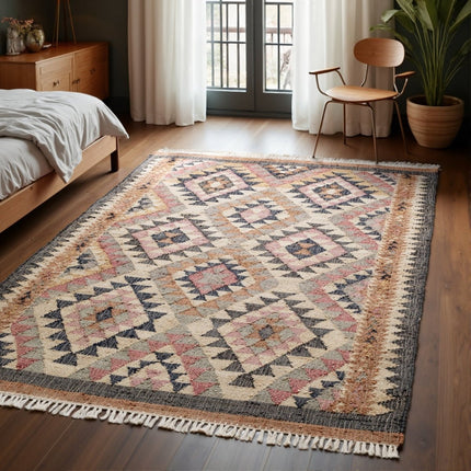 Juten vloerkleden - Elle Decoration Roya Afghaans kelim vloerkleed Parsa Crème/Multicolor - Vloerkledenloods