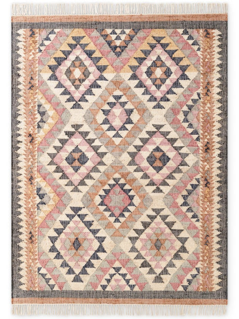 Juten vloerkleden - Elle Decoration Roya Afghaans kelim vloerkleed Parsa Crème/Multicolor - Vloerkledenloods