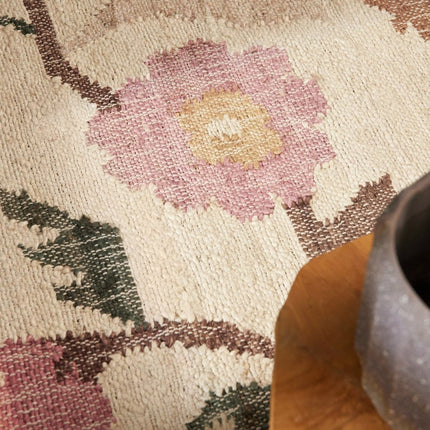 Juten vloerkleden - Elle Decoration Roya Afghaans kelim vloerkleed Violette Crème/Multicolor - Vloerkledenloods