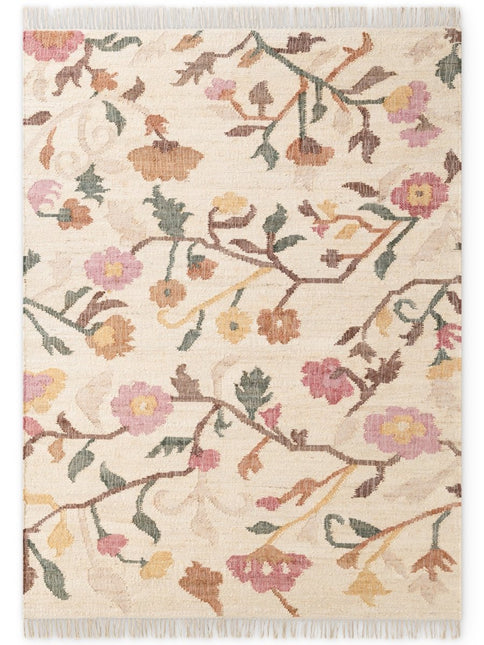 Juten vloerkleden - Elle Decoration Roya Afghaans kelim vloerkleed Violette Crème/Multicolor - Vloerkledenloods