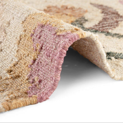 Juten vloerkleden - Elle Decoration Roya Afghaans kelim vloerkleed Violette Crème/Multicolor - Vloerkledenloods