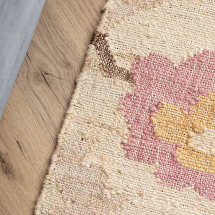 Juten vloerkleden - Elle Decoration Roya Afghaans kelim vloerkleed Violette Crème/Multicolor - Vloerkledenloods