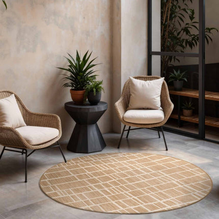 Juten vloerkleden - Ted Baker Haringey rond buitenkleed Crouch Jute Wit - Vloerkledenloods