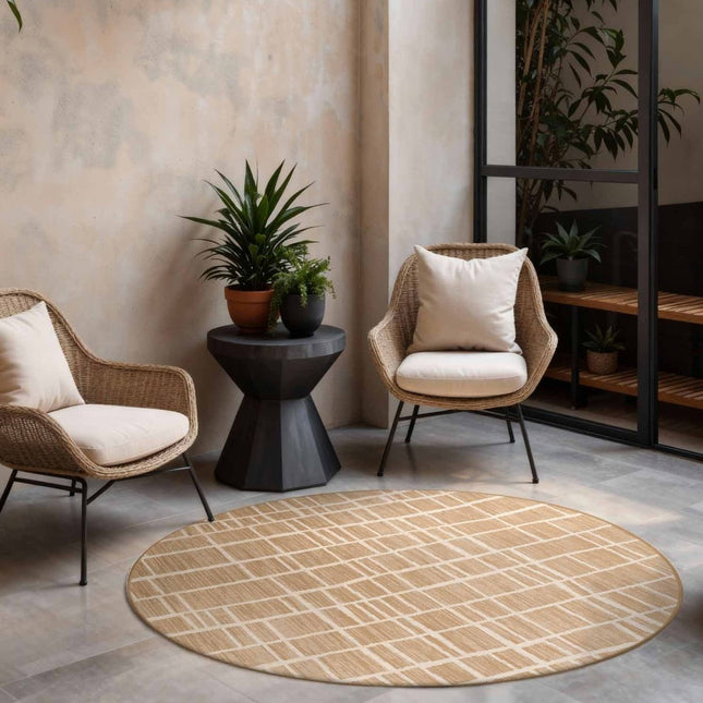 Juten vloerkleden - Ted Baker Haringey rond buitenkleed Crouch Jute Wit - Vloerkledenloods