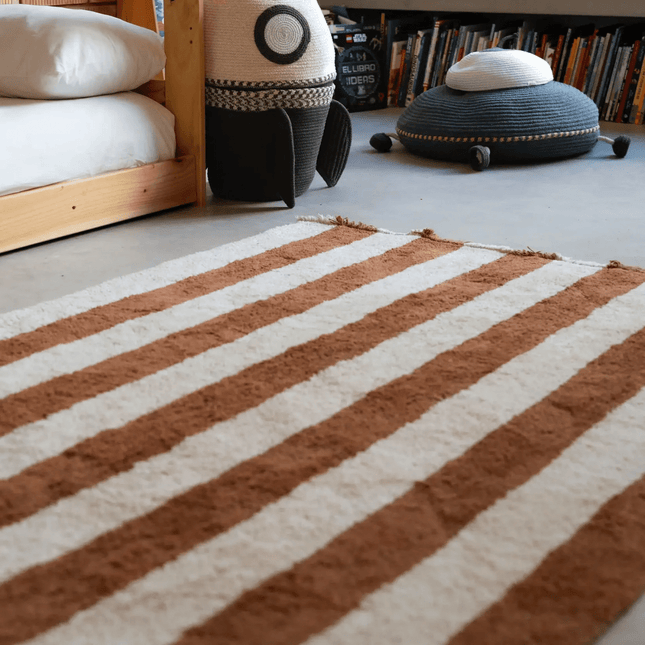 Katoenen Lopers - Lorena Canals Cabana Lines katoenen loper Stripes Naturel/Toffee - Vloerkledenloods